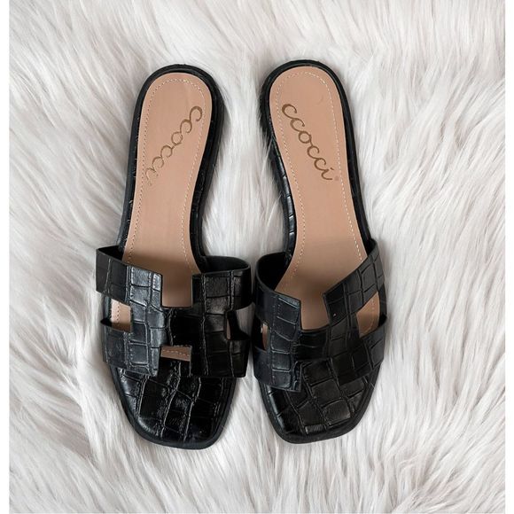 CCOCCI Shoes - Hermès Inspired Oran Sandal Slide Size 7.5 Black